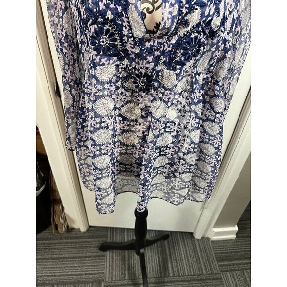 Calypso St Barth silk floral embroidered sheer paisley patterned v-neck tunic - Picture 3 of 8